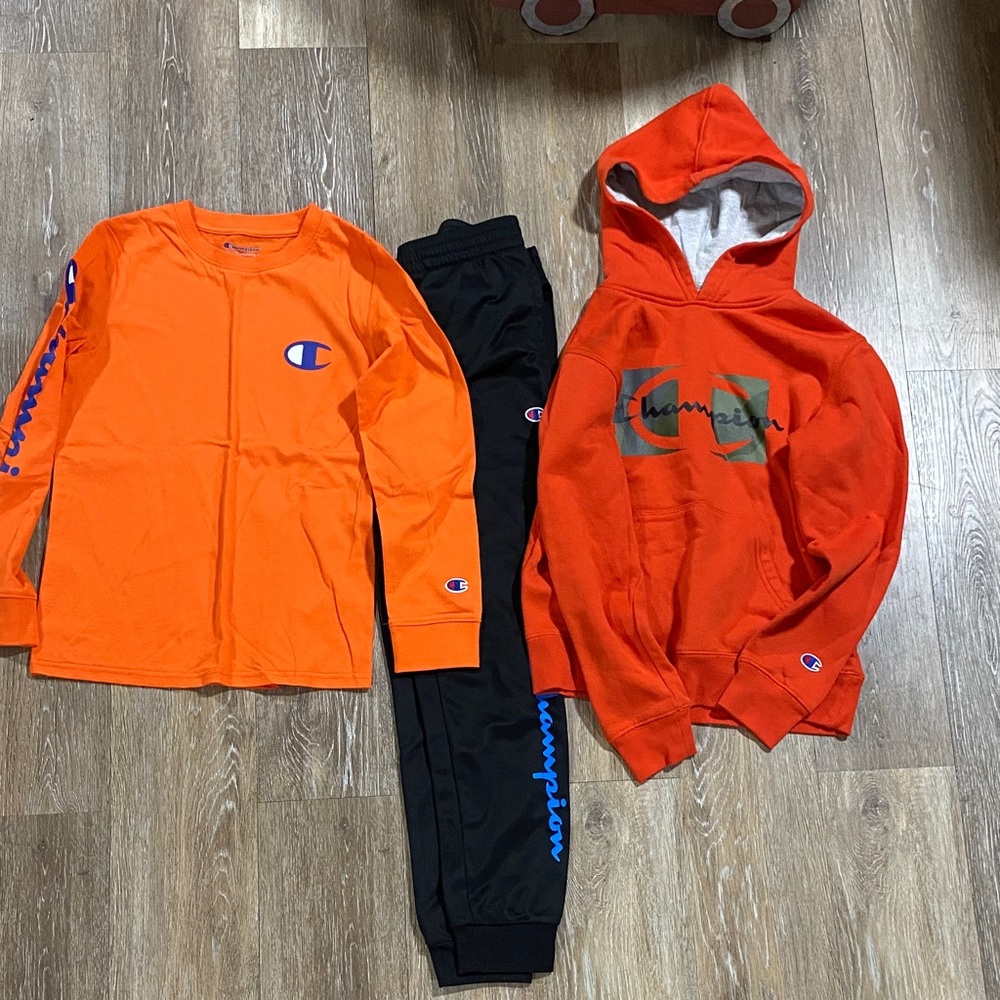 Champion Vibrant Orange and Black Apparel Set